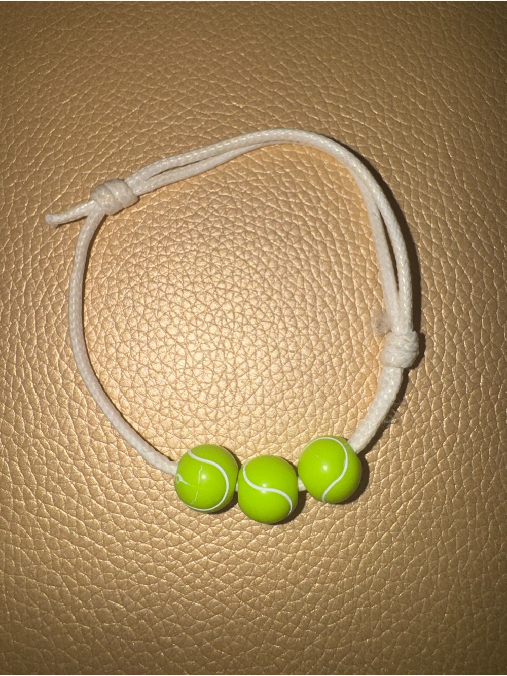 Kids Tennis Ball Bead Adjustable Bracelet - White Cord